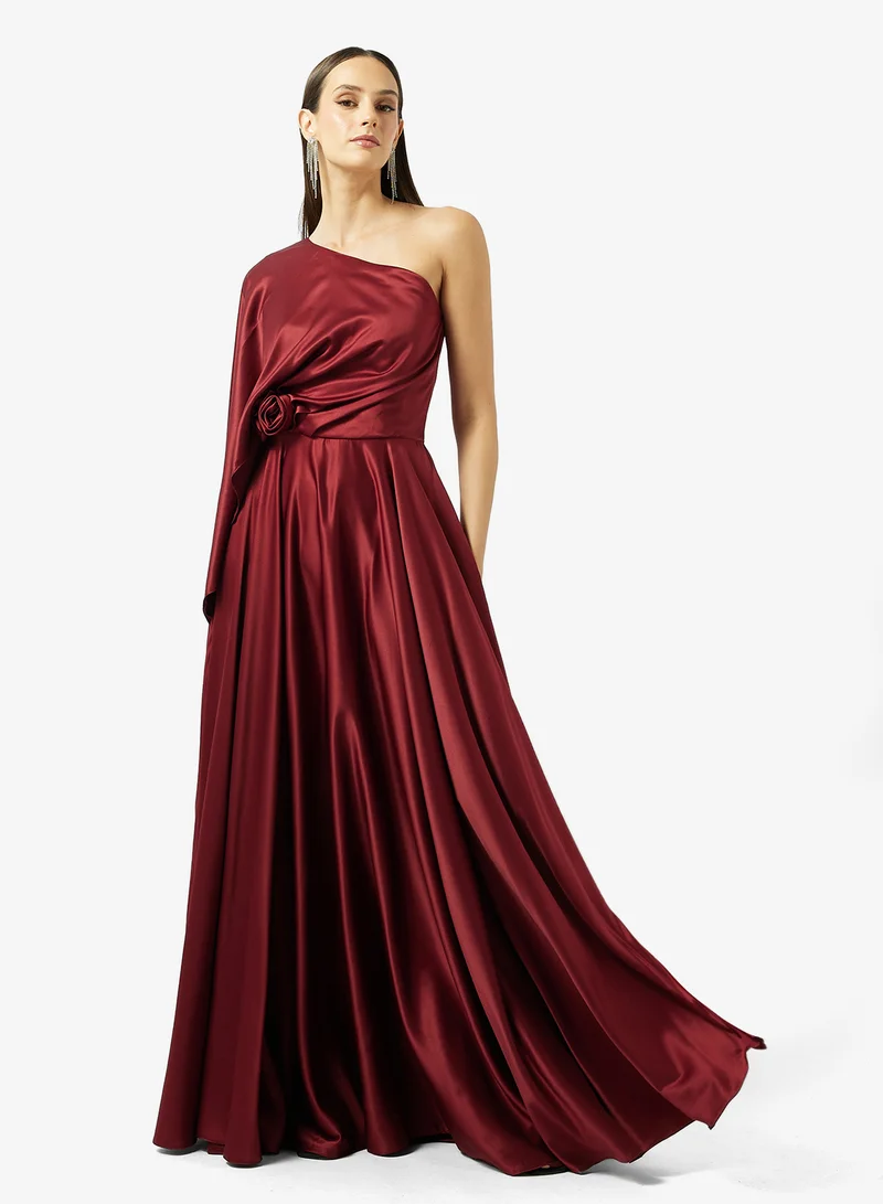 One Shoulder Draped Evening Gown